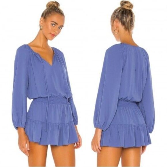 Revolve x AMANDA UPRICHARD Charleigh Romper Mini Dress Size XS Long Sleeve Blue - Picture 1 of 16